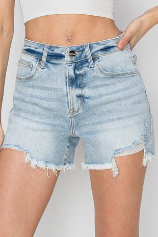 HIGH RISE DISTRESSED SHORTS